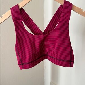 lululemon athletica Fuchsia and Black Striped Sports Bra